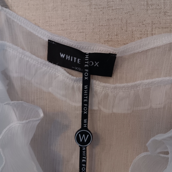 White Fox Boutique Sheer White Ruffle Camisole Top Sz Xs. New - Picture 3 of 5